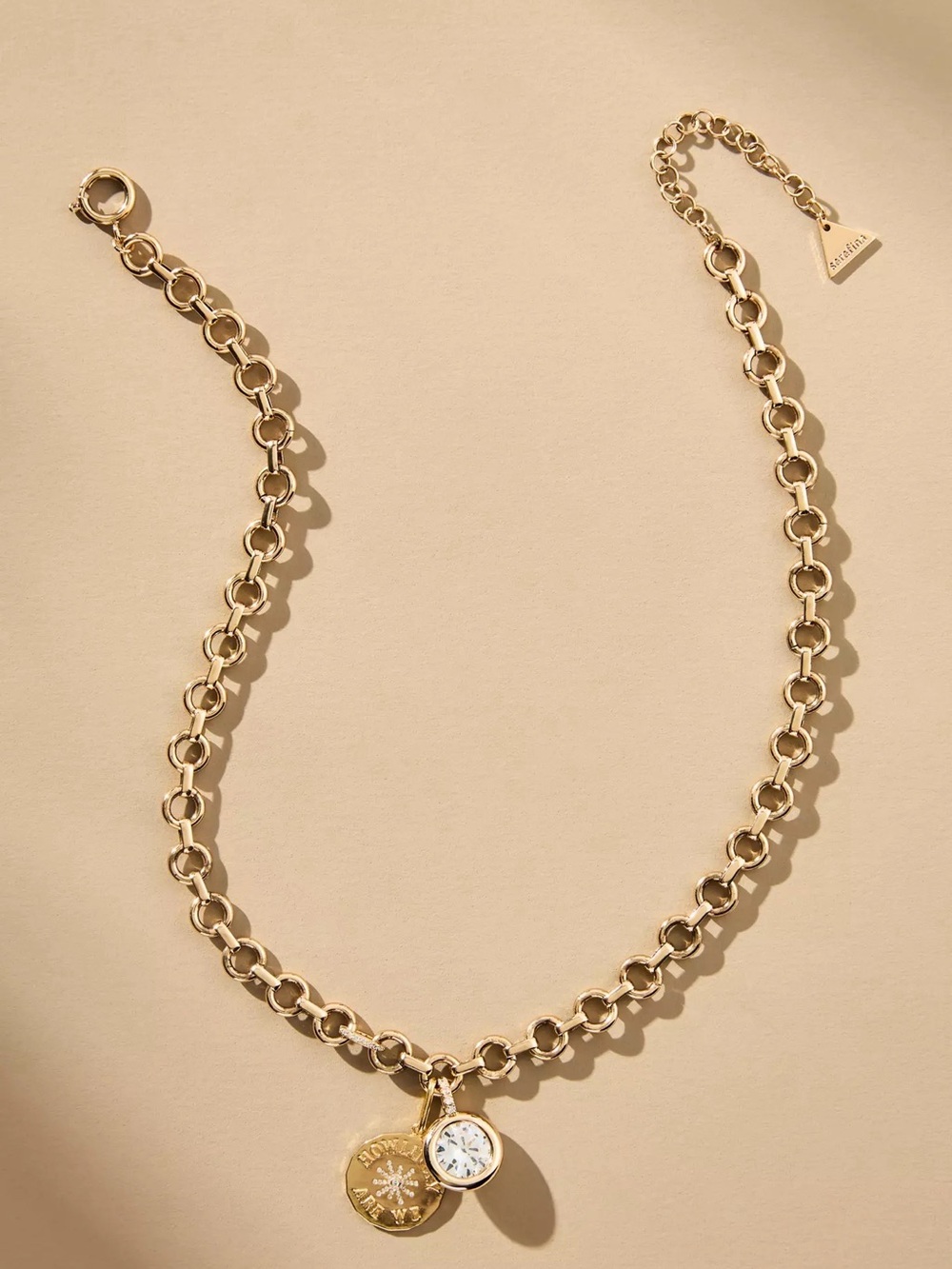 NWT Anthropologie Thick Chain Charm Cluster Necklace Gold